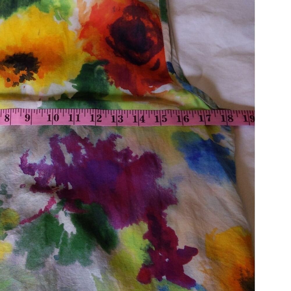 Da-Nang Watercolor Floral Silk Cotton Button Tank Top Boho Artsy Medium - Picture 6 of 7